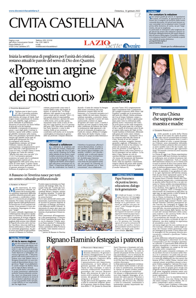 Avvenire - pagina diocesana del 16/01/2022